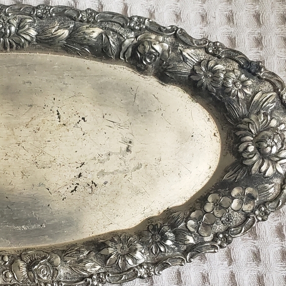 VINTAGE MCM RARE OBLONG MADE IN JAPAN SILVER TRINKET SERVING CANDY DISH - Picture 6 of 9